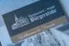 Willkommenskarte des Restaurant Hotel Bürgerstube mit der Aufschrift Willkommen bei Freunden